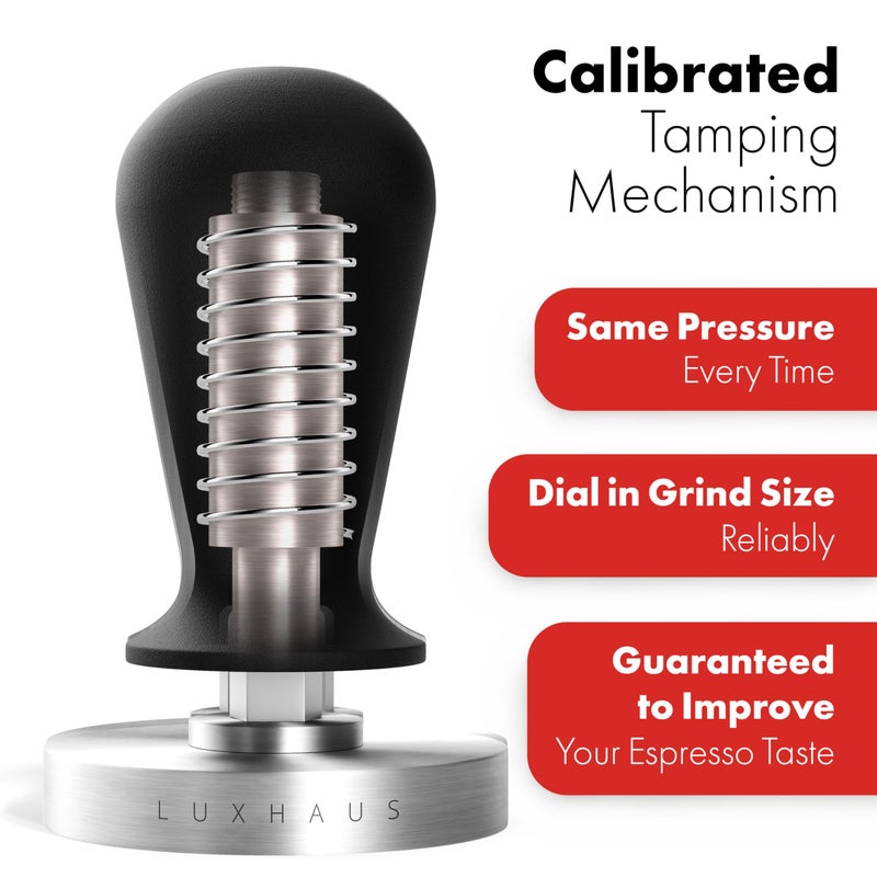 LuxHaus Espresso Tamper - 51mm Calibrated Coffee Tamper for Espresso Machine with Spring Loaded 100% Flat Stainless Steel Base - Image 2